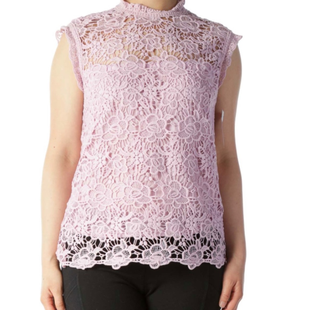 Nanette Lepore Sleeveless Chateau Rose Lace Top Size S
